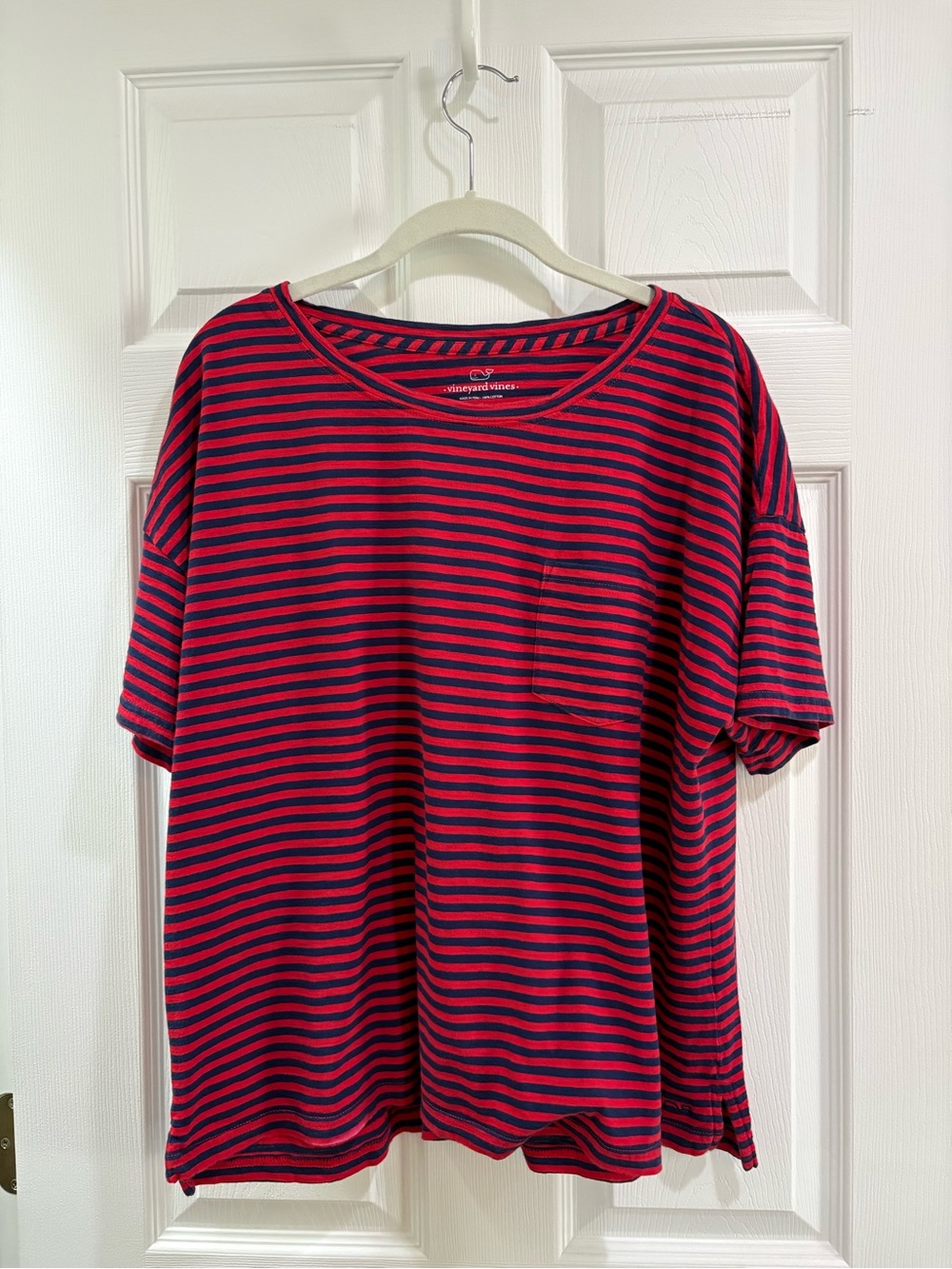 Vineyard Vines Red & Navy Striped Short-Sleeve Pocket Tee